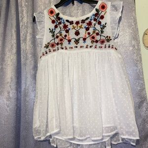 White Floral Embroidered Top